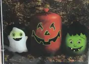 Halloween Set 3 Glow In Dark Leaf Bags Pumpkin Ghost Frankenstein Yard Decor Boo