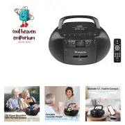 Portable CD and Cassette Player Boombox Combo, Casette Tape Recorder with Rem...