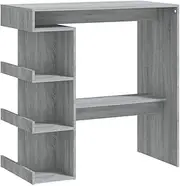 Wall Bar Table, Kitchen Counter with 3 Open Cabinets, Height Dining Table with 3-Tier Shelves, Modern Pub Table for Bar, Cafe, Office, Kitchen, Living Room, Entryway, 100x50x101.5 cm