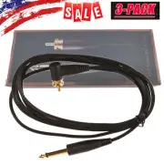3pc Tattoo Power Supply Silicone Right Angle RCA Clip Cord 1/4" Phono Plugs 6ft