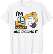 [X.Style] I'm 2 and Digging It 2nd Birthday Boys Excavator ds384 T-Shirt (S) White
