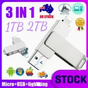 2TB 64GB USB i Flash Drive Memory Stick U Disk 3 in 1 for Android iOS iPhone PC