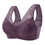 Comfort Wireless Front Close Bra Super Soft Women's Floral Lace Bra Without Underwire For Everyday Use Purple 44 100