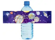 Space Watercolor Theme Kids Birthday Party Water Bottle Labels Planets
