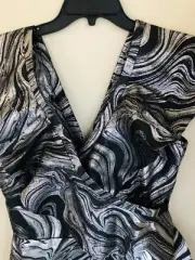 Black and silver metallic top shop mini Wrap sleeveless V-neck dress 4 NWT Party