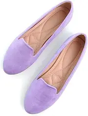 [SAILING LU] Women Round Toe Flats Comfortable Fashion Ballet Flat Shoes for Women Dressy Slip-ons Loafers, Round Toe-light Purple, 10.5
