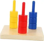 KONTONTY Cognitive Development Toys 3D Stacking Tower Wooden Ring Toys for Boys and Girls Early Learning