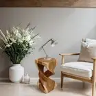Raintree Wood Corner Table Side Table Indoor Outdoor Plant Stand Live Edge