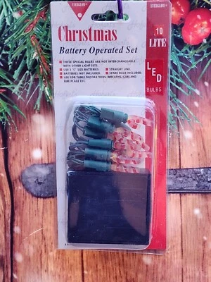 Mini Candy Cane LED Lights Christmas Tree Red White Stripe battery 10 count