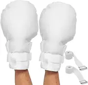 Medical Double Security Mitts - One Size Fits All Hand Restraint Gloves for Elderly & Medical Procedures -Made With Extra Padding for Comfort & Protection - Includes Bed Restraints - 2 Gloves