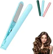 Dualglam Mini Dual-Purpose Curling Iron, Dual Glam Mini Hair Straightener & Hair Curling Iron, Small Curling Iron for Travel, Blue