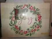 Christmas Vinyl Placemats Set Of 6 "Joy" Wreath 13" X 18"
