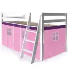 NNEMB Wooden Kids Single Loft Bed Frame-Hiding Space Underneath with Interchange