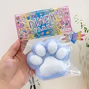 Moufhia Taba Squishy Kit Kawaii Cat Paw Squishy Fidget Toy, Cute Cat Squishy's Sensory Toys, Pinch Family Squishy Toys, Stress Relief for Party Favors, Big Mochi Squishy for Adults (Blue)