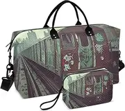 [ZRYSMY] Metro Vintage City Duffel Bag for Traveling, Travel Bag Gym Bag, with Multiple Interior Pockets Shoulder Weekender Bag for Women Men with Toiletry Bag 20.5L x 1.9W x 13.8H, Multi-Colored, one