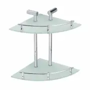 Corner Glass Shelf Dual Tier Frosted Wall Storage Glass Holder Renovators Supply