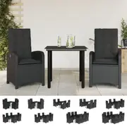 Garden Dining Set with Cushions Bistro Set Patio Black Poly Rattan vidaXL