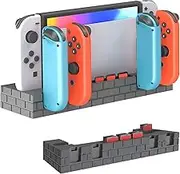 AriKroii Charging Station for Switch/Switch OLED, Charger for Joy-Con Controller, 4 Controllers Charging Simultaneously, Holds 8 Game Cards, Charging Indicator Shows Charging Status (Black)
