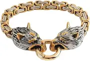 [BOSUGE] Charming bracelet， Norse Fenrir Wolf Bracelet,Men Stainless Steel Viking Celtic Wolf Head Bracelet, Handmade Chunky Heavy Byzantine Chain Talisman Bangle Boy Jewelry Gift (Color : Style C, Size : 21CM