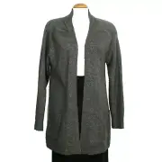EILEEN FISHER Ash Gray Lofty Wool Alpaca Silk High Low Straight Cardigan S