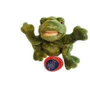 Russ Berrie 10" Croaker Green Frog Hand Puppet No Sound Stuffed Animal Plush
