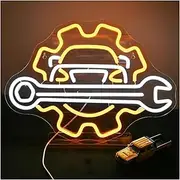 Sign Lamp Auto Repair Neon Sign Wrench Shape Dimmable LED Light USB Powered for Car Repair Shop Club Garage Wall Decoration 40cmx28.1cm