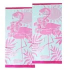 2 Pack Jacquard Velour Kids Beach Towel 75 x 150 cms Tropical Flamingo Renee Tay