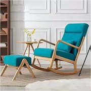 Rocking Chair Nursery Rocker Glider Modern Rocking Chair with Ottoman for Baby Nursing,Mid Century Accent Chair Upholstered Fabric Nursing Armchair Lounge Chair for Living Room (Color : Blue)