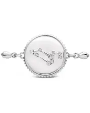 Sterling Forever Silver CZ Leo Disc Bolo Bracelet