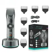 Hair Cutting Machine Adjustable Hair Trimmer Cordless Clipper Electric Barber LED Display Trimmer for Men with Base