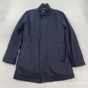 Cole Haan Signature Coat Mens Small Navy Blue Layered Wool Blend Overcoat