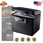 Black Fireproof Safe Box with Key Lock - Protect Important Files & Valuables