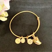 Alex and Ani Rafaelian Gold Conch Shell Charm Wire Bangle Bracelet NIB