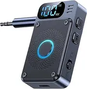 Audio Transmitter | Wireless FM Transmitter | Audio Receiver Converter with Digital Display 3.5mm for Car Travel Airplane Teen Computers Headphones Smartphones