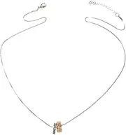 [Feelontop] Textured Jewelry Silver Chain Beautiful Ring Charm Anniversary Wedding Necklace