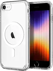 Magsafe compatible case for iPhone SE 2022 / iPhone SE 2020 - MagSafe PC & TPU Clear Phone Case Built in Magnets and raised edges to protect the camera cover for iPhone SE2/SE3
