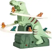 Dinosaur Chasing Race Track Game Track Slide Toy Climb Stairs Toy Dinosaur Roller Coaster with Light and Music Playsets Gift Toddler Kids Boys Girls
