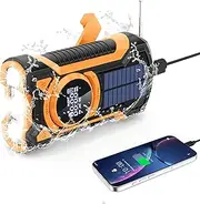 Weather Radio Solar Hand Crank Emergency Kit - 5000mAh Battery - Portable Hand Crank Emergency Radio with Bluetooth Speaker - Cell Phone Charger and SOS Alarm for Emergency Survival