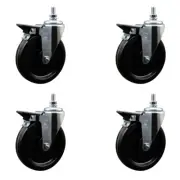 6 Inch Phenolic ½ Inch Threaded Stem Caster Set with Brake