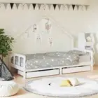 Kids Play House Bed Frame Wooden Pine Timber Single Mattress Base Platform White