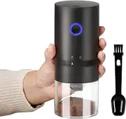 Coffee Grinder Electric Burr, Small Cordless Coffee Grinder Mini with Multi Grind Setting, Portable Coffee Bean Grinder Automatic for Camping/Drip/Espresso/Pour Over French Press, USB (Black)