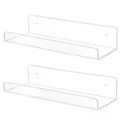 2 Pack Acrylic Floating Shelf, Wall Mounted Small Display Shelves, 2pcs White