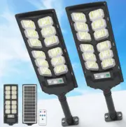 Solar 2PK Flood Light 240 LEDs 7000K 220° Wide Angle Remote Control IP65 Outdoor