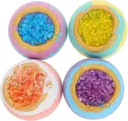 IWOWHERO 4-pack Essential Oil Sea Salt Bath Set Portable Spa Bubble Balls Natural Relaxing Bath Balls 120g Fragrant Bath Accessories