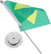 Tofficu Small Brazil Desk Flag with Base Polyester Table Flag for Easy Cleaning and Installation for Home Restaurant Tabletop Display