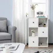 NNECW 3-Tier Bookshelf with 3 Cubes &amp 3 Drawers for Office-White