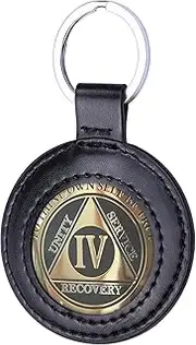 Wisdompro PU Leather Coin Holder Keychain for AA Medallion, Standard Challenge Coin, Recovery Chip
