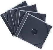 Double sided CD box,10 Pcs 10.4mm Standard Clear CD Jewel Case,Stylish and Functional CD Storage Boxes .Single Disc Holder with Inserts Clips,14.2×12.4×1.0cm(Black)