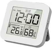 FUNFANG LCD Digital Display Hygrothermograph Humidity Meter Temprature Meter Multifunctional Clock Timer Recyclable Timing Two Sets of Alarms Clock White