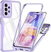 Samsung Galaxy A23 5G Case,Galaxy A23 5G Phone Case with Screen Protector, Rugged Protective 360° Full-Body Shockproof Heavy Duty Soft Front & Hard Back Bumper Phone Cover for Samsung A23 5G Violet